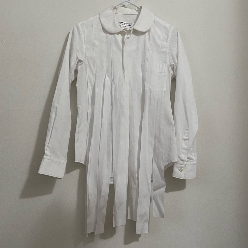 Comme Des garcons white fringe shirt